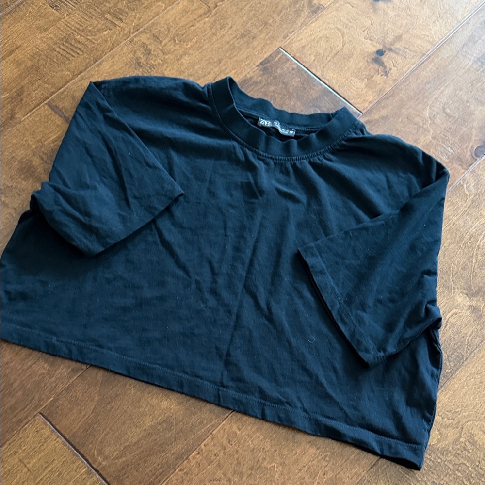 Zara Black Crew Neck Top